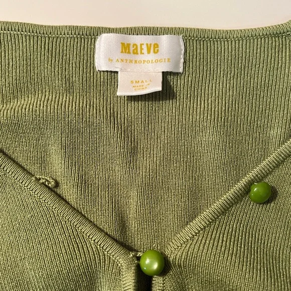 Maeve Anthropologie Isabella Cropped Cardigan Green Sweater - Picture 7 of 8